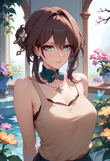 star rail,ruan mei,tank top,drawstring pants  - AI generated anime art